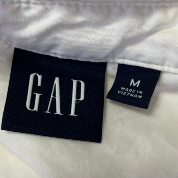 Gap Women's White Eyelet Lace Up Tie Short Sleeve Collar Shirt Blouse Top Size M - Picture 4 of 5